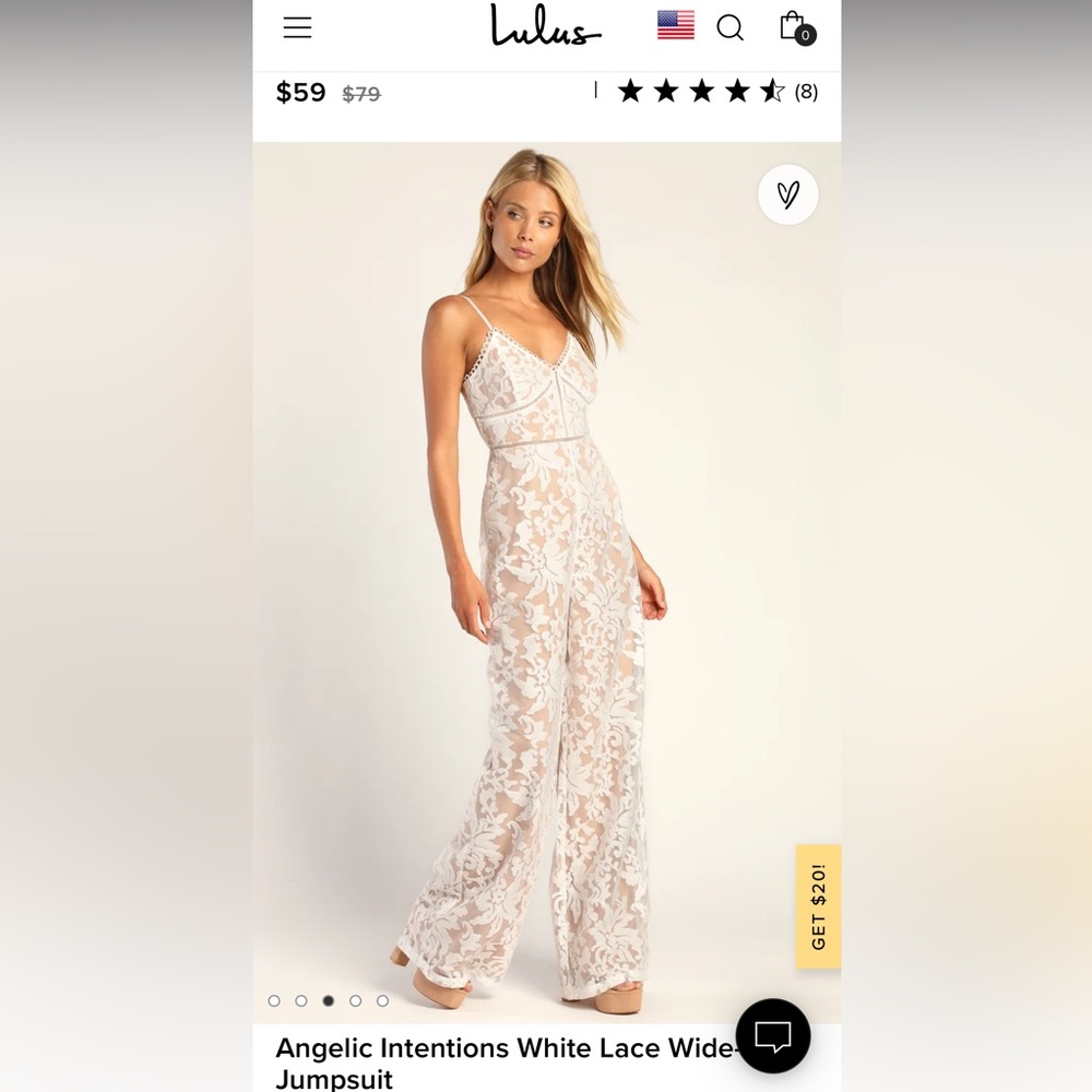 Angelic Intentions White Lace Wide-Leg Jumpsuit - Picture 2 of 5